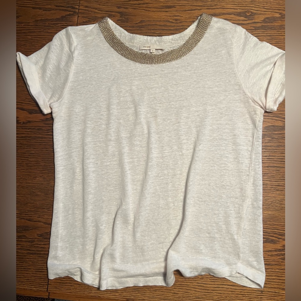 maje Top with Gold Neckline